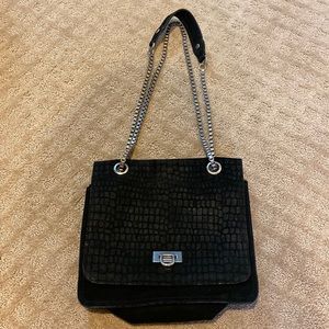 Maje Suede Purse with Silver Strap